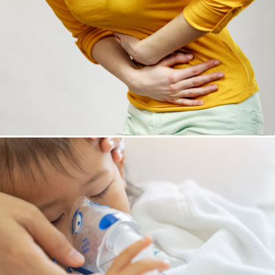消化性潰瘍及兒童氣喘示意圖
